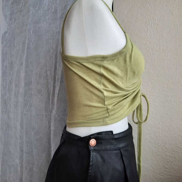 Dazy Adjustable Rouched Drawstring Tank Sage Green - Picture 10 of 14